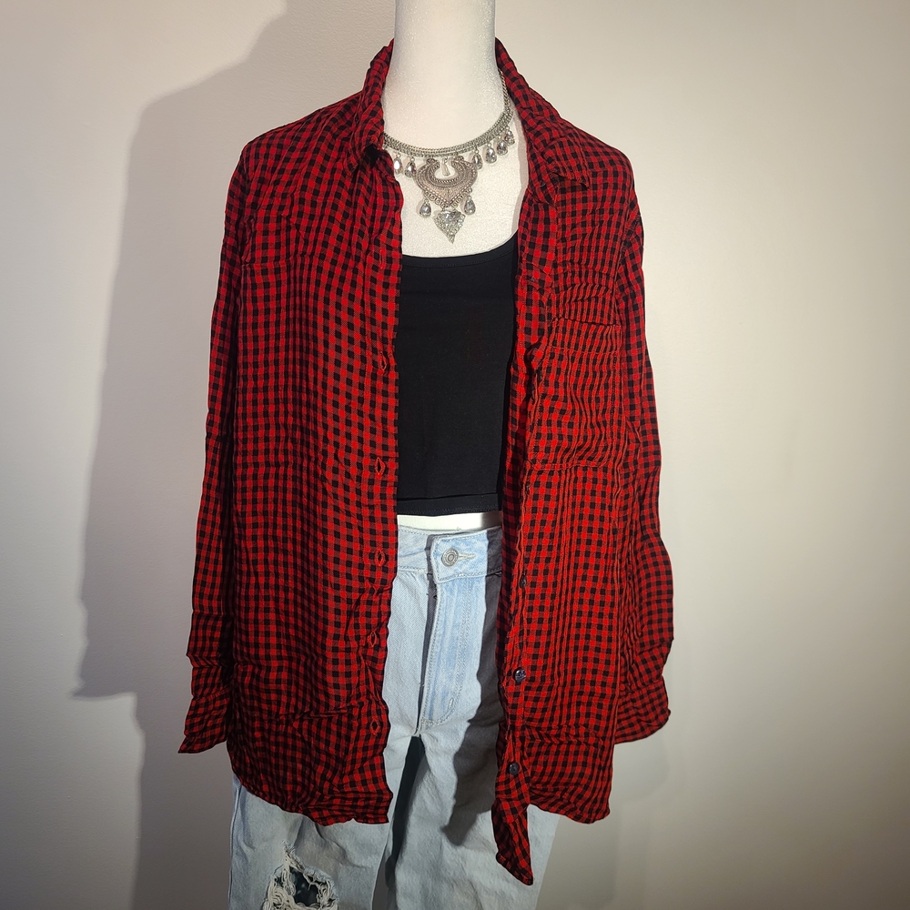 Old Navy Red and Black Plaid Buffalo Check Shirt